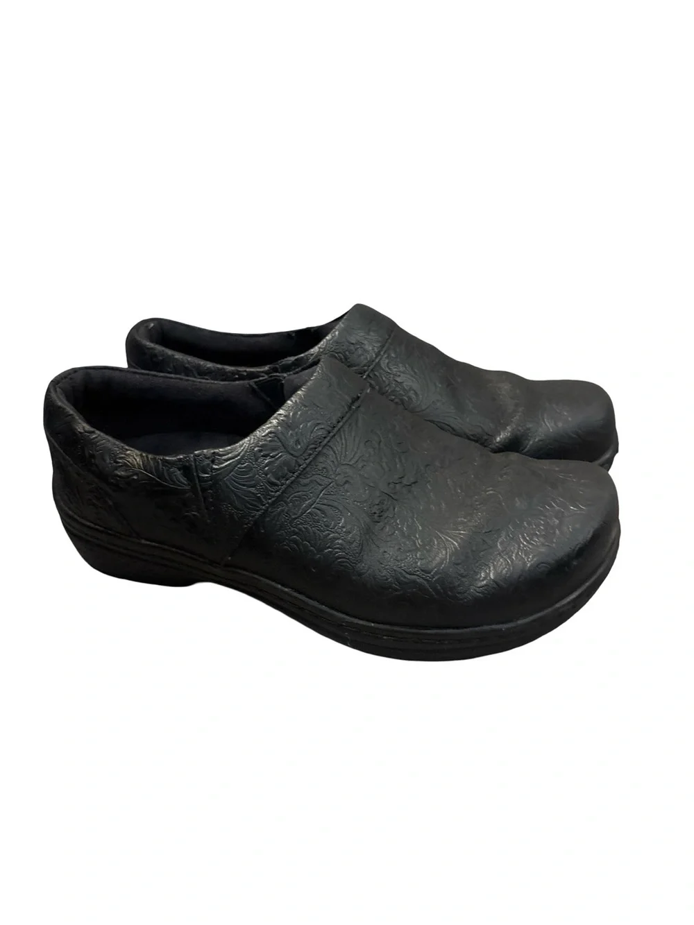 Women’s Black Slip-On Leather Boho Gorpcore Slip Resistant Clogs Size 7.5